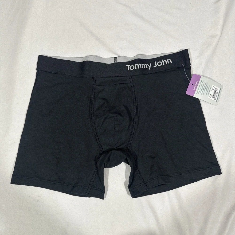 NWT‎ $32 TOMMY JOHN [ Medium ] Cool Cotton 4-Inch Boxer Briefs in Black U1404